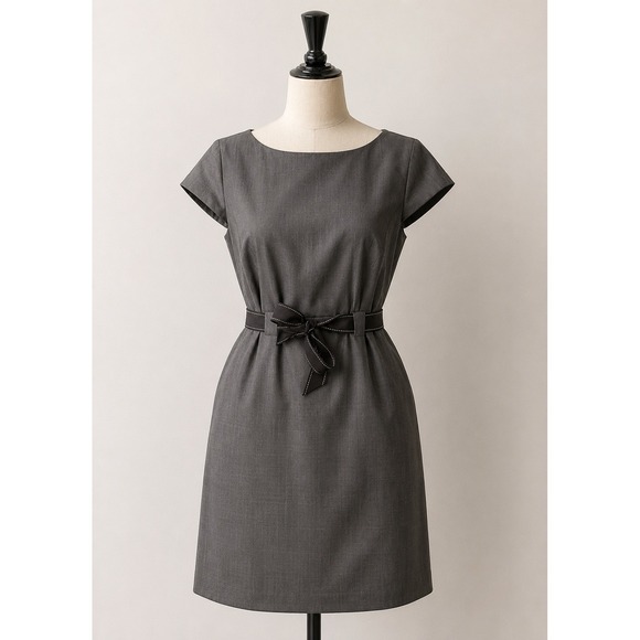 Studio I Dresses & Skirts - Studio 1 Gray Plaid Cap Sleeve Sheath Dress with Bow Belt Accent Size 8